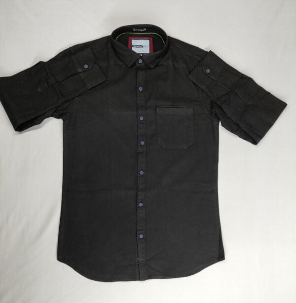 Stylish Plain Cotton Black Shirt